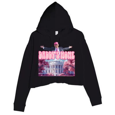 Funny Trump Take America Back DaddyS Home Trump Pink 2024 Great Gift Crop Fleece Hoodie