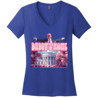 Funny Trump Take America Back DaddyS Home Trump Pink 2024 Great Gift Women's V-Neck T-Shirt