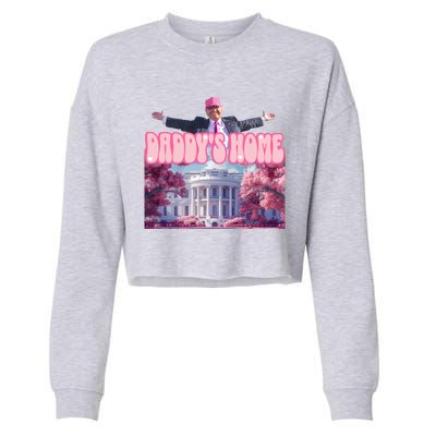 Funny Trump Take America Back DaddyS Home Trump Pink 2024 Great Gift Cropped Pullover Crew