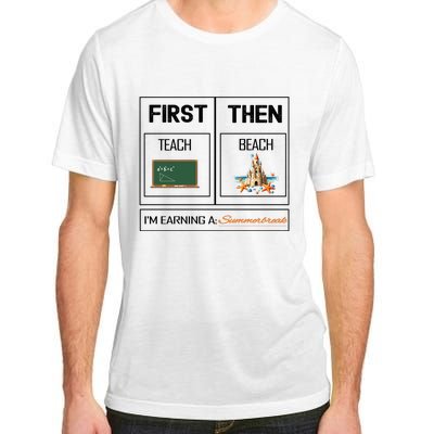 First Teach Then Beach I Am Earning A Summer Break Teacher Adult ChromaSoft Performance T-Shirt