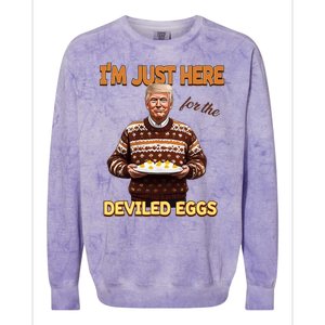 Funny Trump Thanksgiving IM Just Here For The Deviled Eggs Colorblast Crewneck Sweatshirt