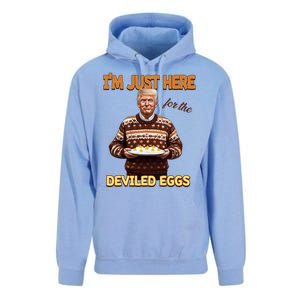 Funny Trump Thanksgiving IM Just Here For The Deviled Eggs Unisex Surf Hoodie