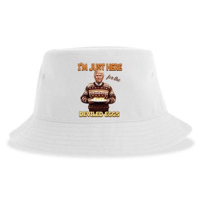Funny Trump Thanksgiving IM Just Here For The Deviled Eggs Sustainable Bucket Hat