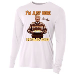 Funny Trump Thanksgiving IM Just Here For The Deviled Eggs Cooling Performance Long Sleeve Crew