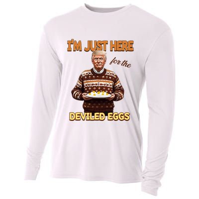 Funny Trump Thanksgiving IM Just Here For The Deviled Eggs Cooling Performance Long Sleeve Crew