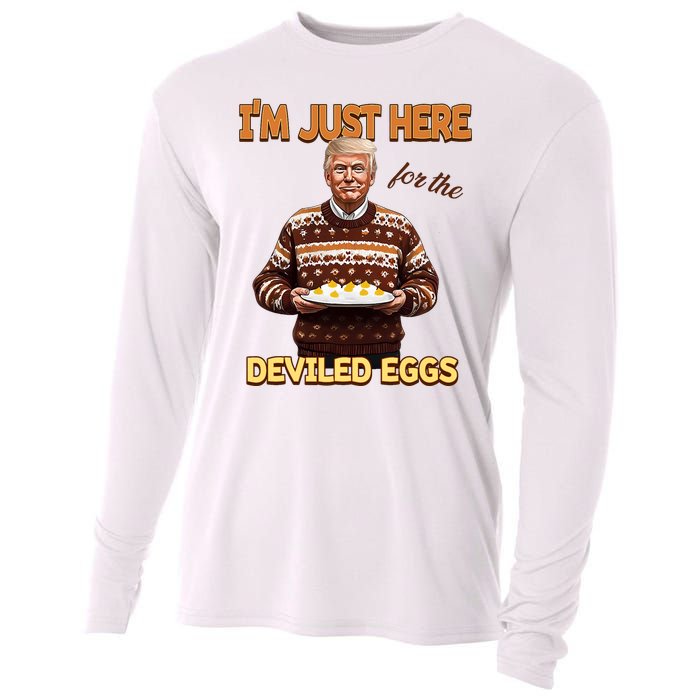 Funny Trump Thanksgiving IM Just Here For The Deviled Eggs Cooling Performance Long Sleeve Crew