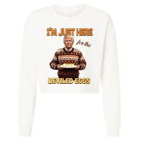 Funny Trump Thanksgiving IM Just Here For The Deviled Eggs Cropped Pullover Crew