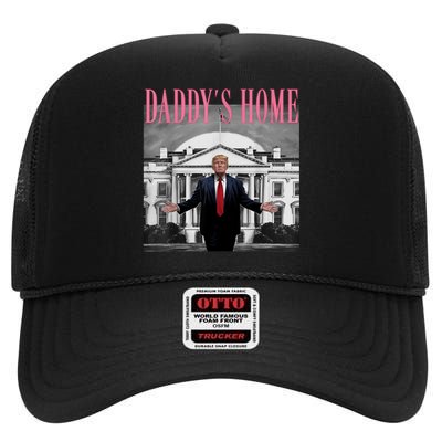 Funny Trump Take America Back DaddyS Home Trump Pink 2024 High Crown Mesh Back Trucker Hat