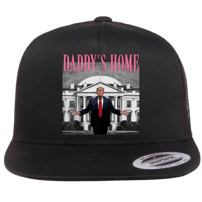 Funny Trump Take America Back DaddyS Home Trump Pink 2024 Flat Bill Trucker Hat