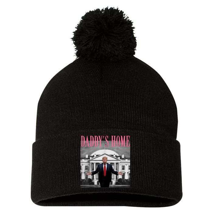 Funny Trump Take America Back DaddyS Home Trump Pink 2024 Pom Pom 12in Knit Beanie