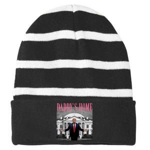 Funny Trump Take America Back DaddyS Home Trump Pink 2024 Striped Beanie with Solid Band