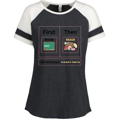 First Teach Then Beach First We Teach Then We Beach Enza Ladies Jersey Colorblock Tee