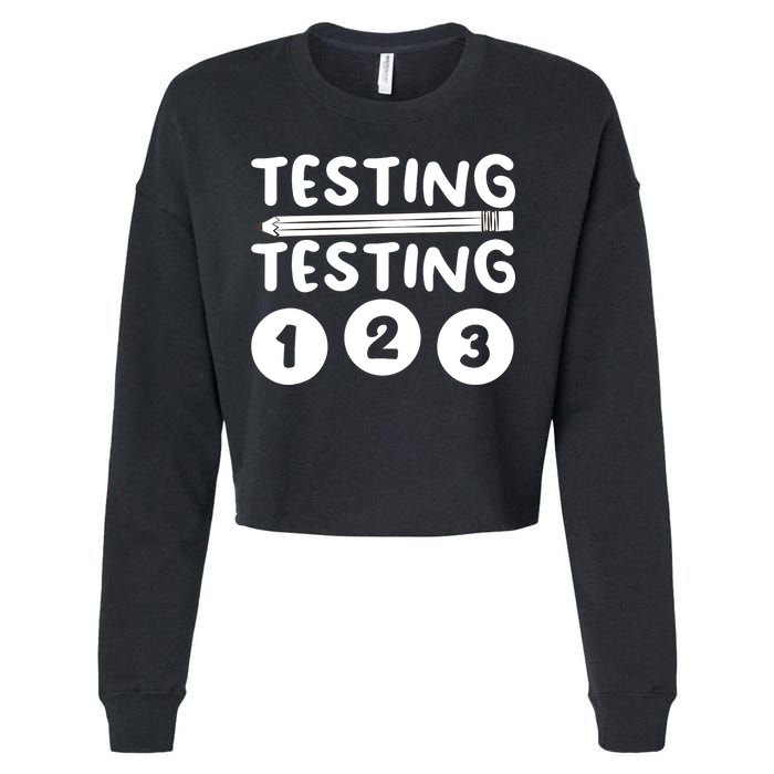 Funny Teacher Testing Design For Wo Testing Teacher Cropped Pullover Crew