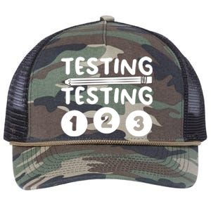 Funny Teacher Testing Design For Wo Testing Teacher Retro Rope Trucker Hat Cap