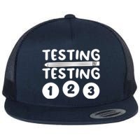 Funny Teacher Testing Design For Wo Testing Teacher Flat Bill Trucker Hat