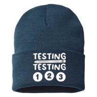 Funny Teacher Testing Design For Wo Testing Teacher Sustainable Knit Beanie