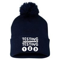 Funny Teacher Testing Design For Wo Testing Teacher Pom Pom 12in Knit Beanie