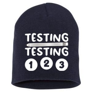 Funny Teacher Testing Design For Wo Testing Teacher Short Acrylic Beanie