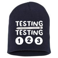 Funny Teacher Testing Design For Wo Testing Teacher Short Acrylic Beanie