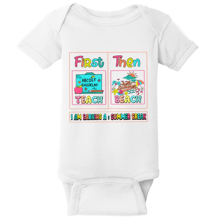 First Teach Then Beach I Am Earning A Summer Break Baby Bodysuit