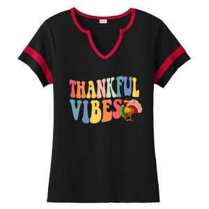 Feeling Thankful Thanksgiving Thankful Vibes Great Gift Ladies Halftime Notch Neck Tee