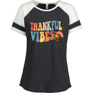 Feeling Thankful Thanksgiving Thankful Vibes Great Gift Enza Ladies Jersey Colorblock Tee