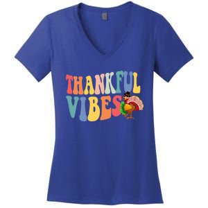 Feeling Thankful Thanksgiving Thankful Vibes Great Gift Women's V-Neck T-Shirt