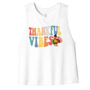 Feeling Thankful Thanksgiving Thankful Vibes Great Gift Women's Racerback Cropped Tank