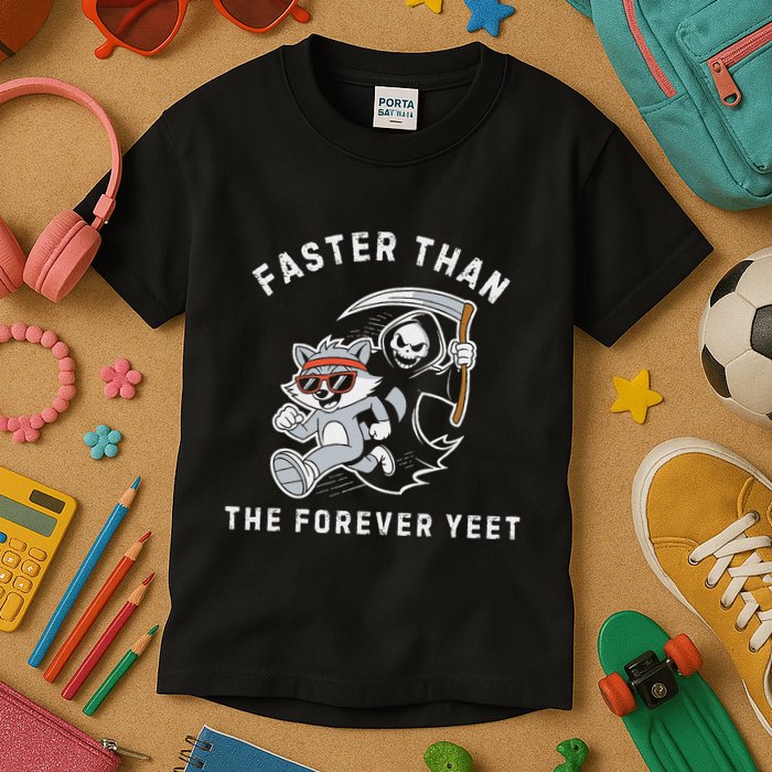 Faster Than The Forever Yeet Run Away Faster Funny Saying Kids T-Shirt