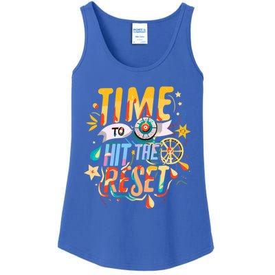 Festive Time To Hit The Reset New Year Holiday Party Season Gift Ladies Essential Tank