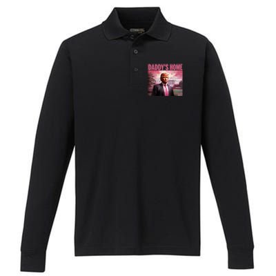 Funny Trump Take America Back DaddyS Home Trump Pink 2024 Performance Long Sleeve Polo