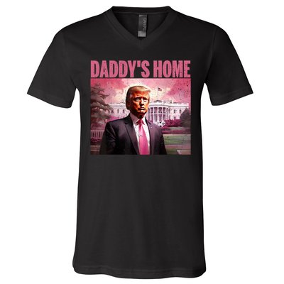 Funny Trump Take America Back DaddyS Home Trump Pink 2024 V-Neck T-Shirt