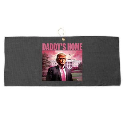 Funny Trump Take America Back DaddyS Home Trump Pink 2024 Large Microfiber Waffle Golf Towel