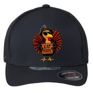 Funny Thanksgiving Turkey Eat Pizza Flexfit Unipanel Trucker Cap