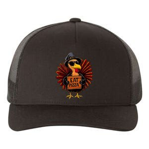 Funny Thanksgiving Turkey Eat Pizza Yupoong Adult 5-Panel Trucker Hat