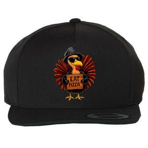 Funny Thanksgiving Turkey Eat Pizza Wool Snapback Cap