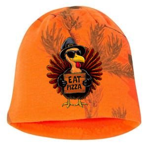 Funny Thanksgiving Turkey Eat Pizza Kati - Camo Knit Beanie