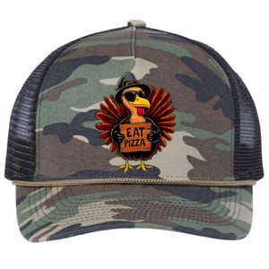 Funny Thanksgiving Turkey Eat Pizza Retro Rope Trucker Hat Cap