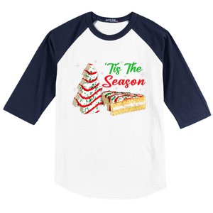 Funny Tis The Season Design Christmas Tree Cakes Debbie Baseball Sleeve Shirt