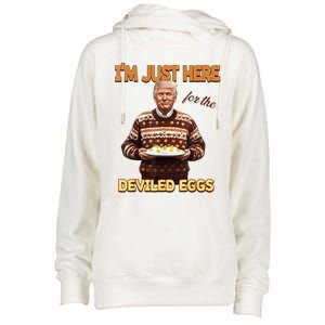 Funny Trump Thanksgiving IM Just Here For The Deviled Eggs Womens Funnel Neck Pullover Hood