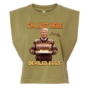 Funny Trump Thanksgiving IM Just Here For The Deviled Eggs Garment-Dyed Women's Muscle Tee