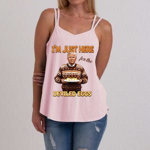 Funny Trump Thanksgiving IM Just Here For The Deviled Eggs Women's Strappy Tank