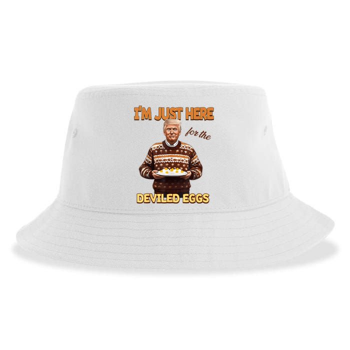 Funny Trump Thanksgiving IM Just Here For The Deviled Eggs Sustainable Bucket Hat