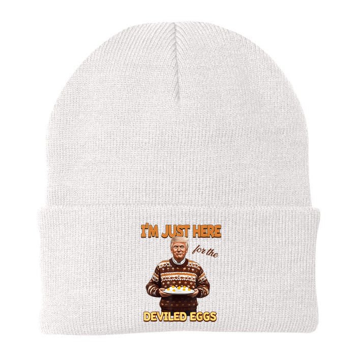 Funny Trump Thanksgiving IM Just Here For The Deviled Eggs Knit Cap Winter Beanie