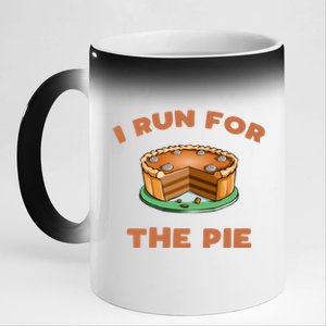 Funny Turkey Trot Run For The Pie Thanksgiving Day Gift 11oz Black Color Changing Mug