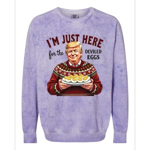 Funny Trump Thanksgiving IM Just Here For The Deviled Eggs Cool Gift Colorblast Crewneck Sweatshirt