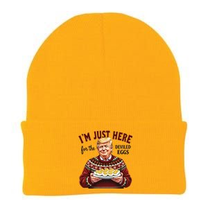 Funny Trump Thanksgiving IM Just Here For The Deviled Eggs Cool Gift Knit Cap Winter Beanie