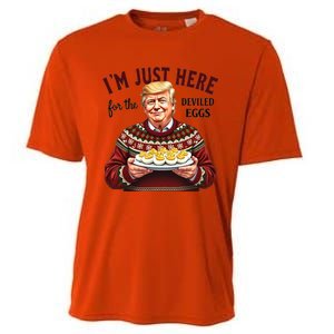 Funny Trump Thanksgiving IM Just Here For The Deviled Eggs Cool Gift Cooling Performance Crew T-Shirt