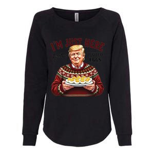 Funny Trump Thanksgiving IM Just Here For The Deviled Eggs Cool Gift Womens California Wash Sweatshirt