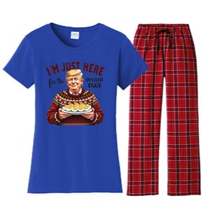 Funny Trump Thanksgiving IM Just Here For The Deviled Eggs Cool Gift Women's Flannel Pajama Set